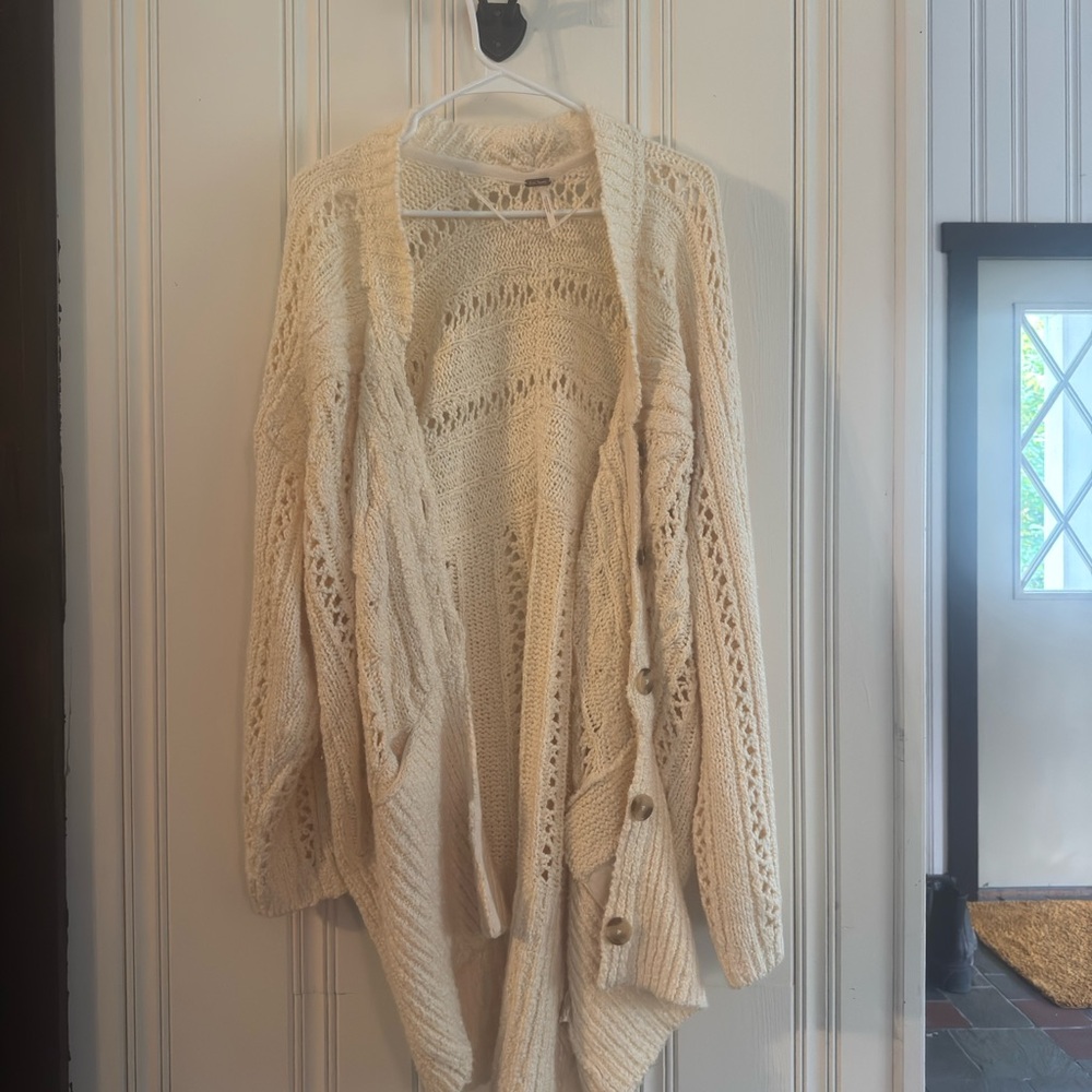 Free People Cream Knit Cardigan